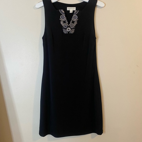 Magnolia Grace Women’s Black Sleeveless evening Sheath Mini Dress shiny Beads - Picture 2 of 11